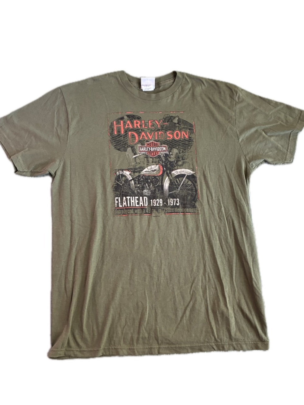 Harley-Davidson of Dallas TX Flathead Engine Graphic Tee Olive RK Stratman XL